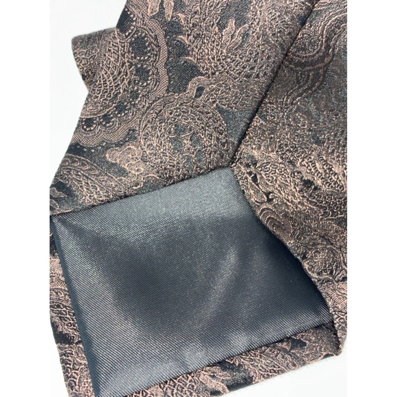 J Ferrar Mens Bronze Black Dragon Jacquard Woven Silk Blend Necktie Wide 3.75" - Picture 7 of 8